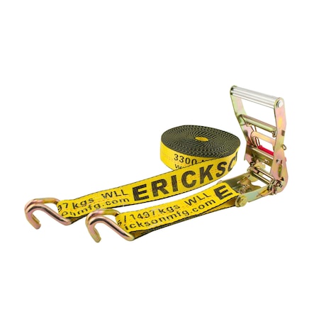 Erickson 2"X40Ft 10,000 lb Long Handle Ratchet Dbl J Hks w/ Web Clamp Bulk 58541